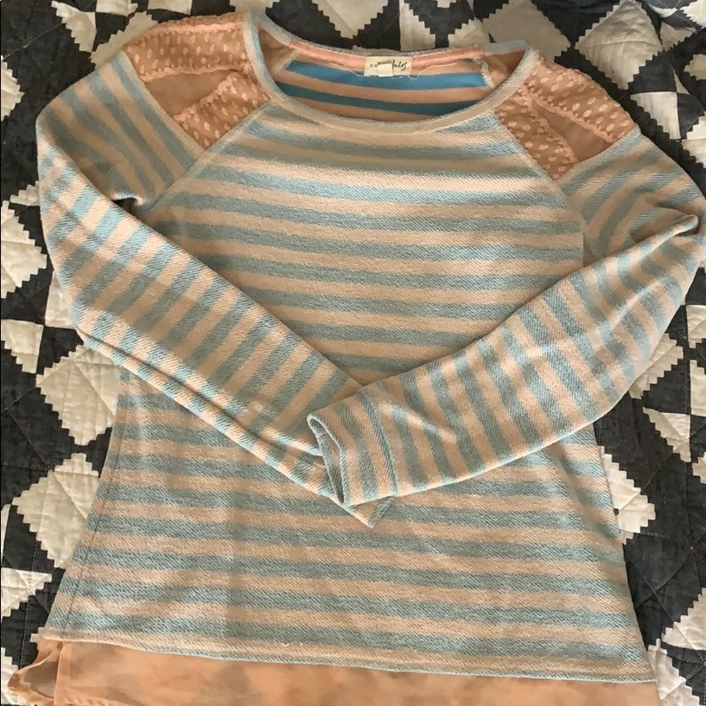 Blue and blush sweater